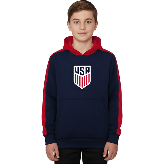 Youth Icon Sports US Soccer Navy and Red Hoodie