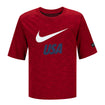 Youth Nike USA Swoosh Heathered SS Red Tee - Front View