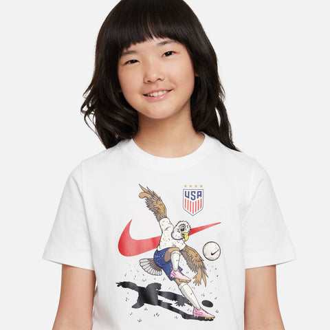 Youth Nike USWNT Eagle Mascot White Tee - Front Graphic View