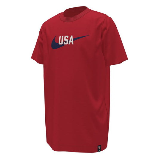 Youth Nike USA Swoosh Red Tee - Front View