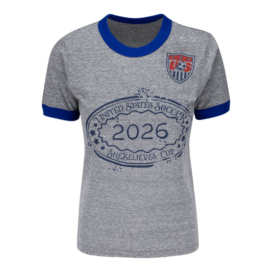 Ladies Deaddirt USWNT Gray Ringer T-Shirt