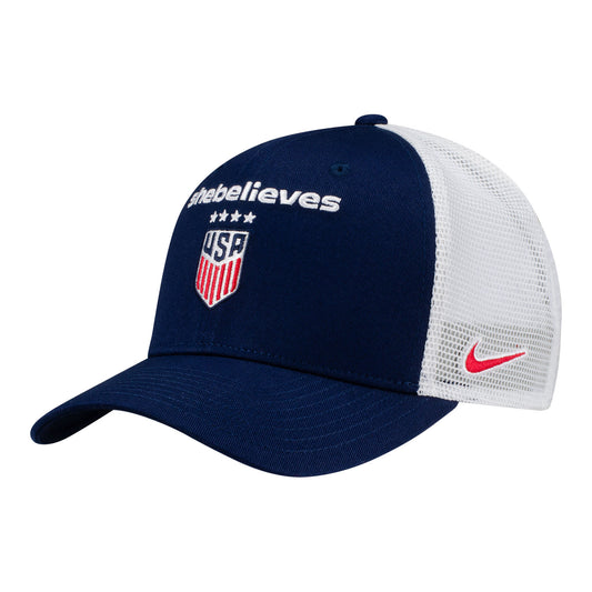 Unisex SheBelieves Shield Logo Blue Mesh Trucker Hat