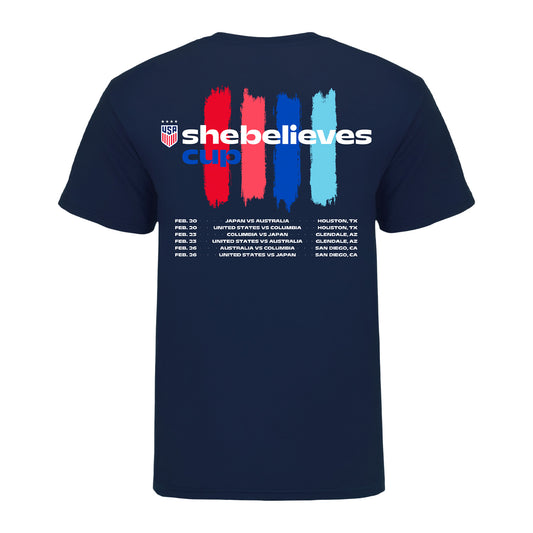 Unisex USWNT SheBelieves Cup 2025 Schedule Navy Tee