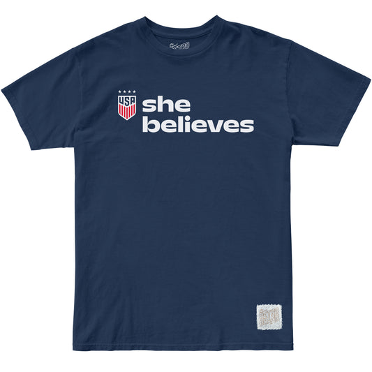 Men's Original Retro Brand USWNT SheBelieves Stacked Navy Tee