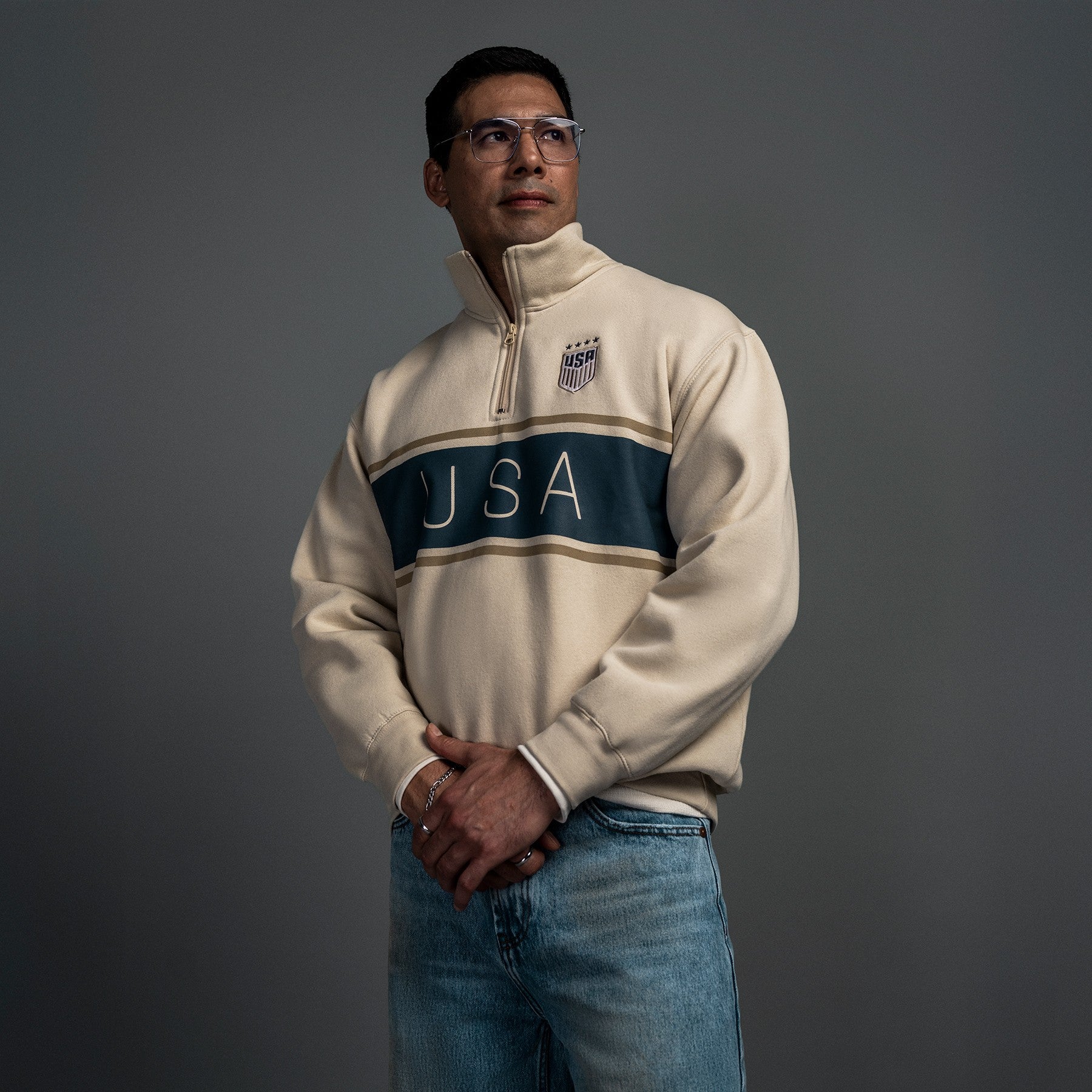 Unisex USWNT Soccer House Sand 1/2 Zip Sweatshirt