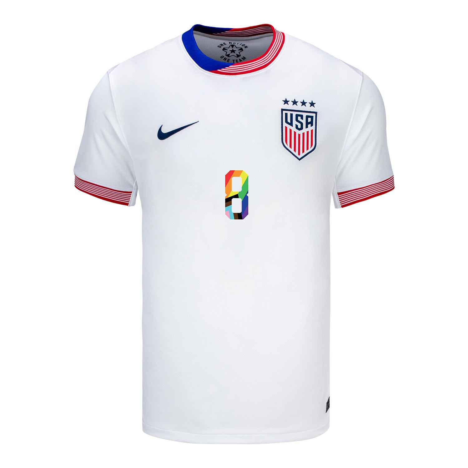 Men's Nike USWNT 2024 Pride-Themed Home Shaw 8 Stadium Jersey