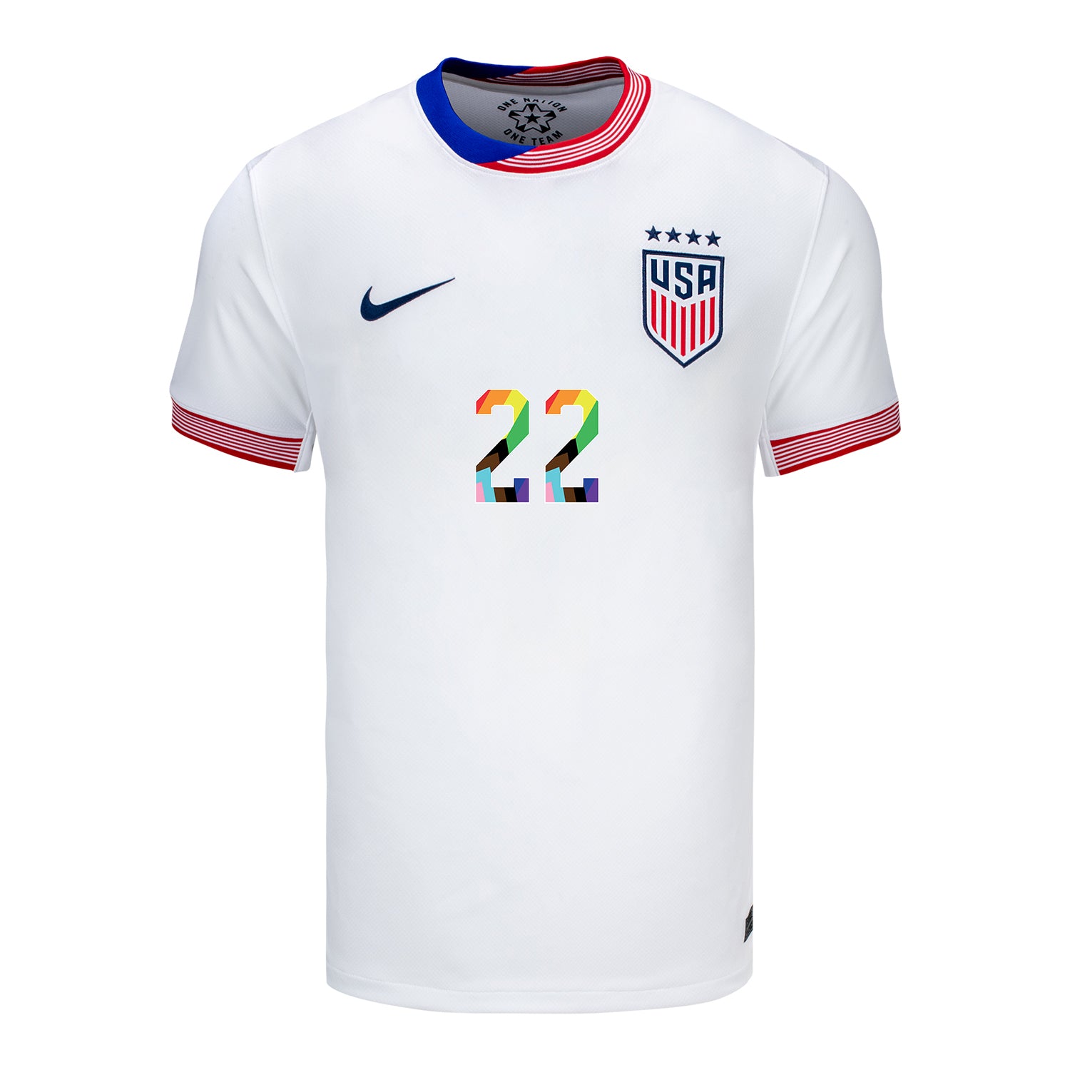 Men's Nike USWNT 2024 Pride-Themed Home Rodman 22 Stadium Jersey