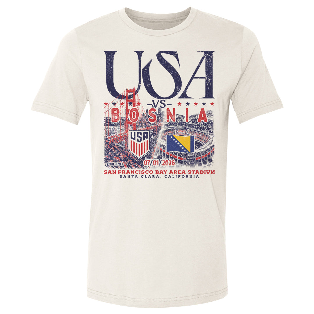 US Soccer Unisex 500 Level WC 26 USA vs Bosnia Match Up T-Shirt