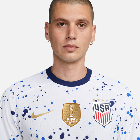 Men's Nike USWNT 2023 Home Match Jersey w/ FIFA Badge in White - Front View