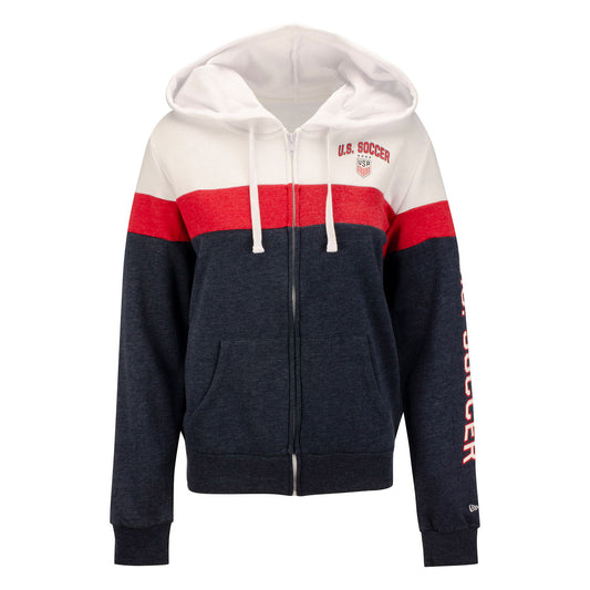 Women's New Era USWNT Bi-Blend Fleece Navy Zip Up - Front View