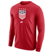 Men's Nike USWNT Core Cotton L/S Red Tee - Front View