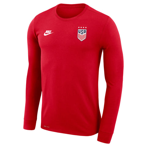 Men's Nike USWNT L/C Legend Red LS Tee - Front View