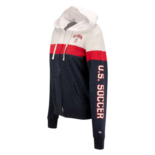 Women's New Era USWNT Bi-Blend Fleece Navy Zip Up - Side View