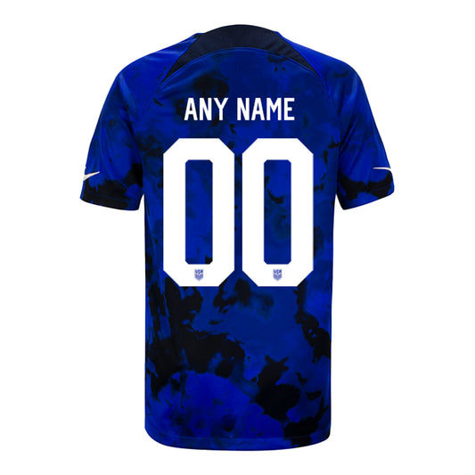 Personalization Youth Nike USMNT Away Jersey in Blue - Back View