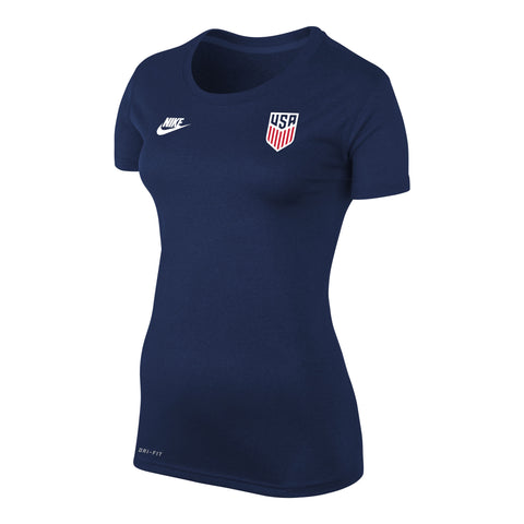 Women's Nike MNT Legend Left Chest Logo Navy Tee - Front View