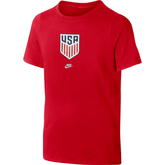 Youth Nike USMNT Crest Red Tee - Front View