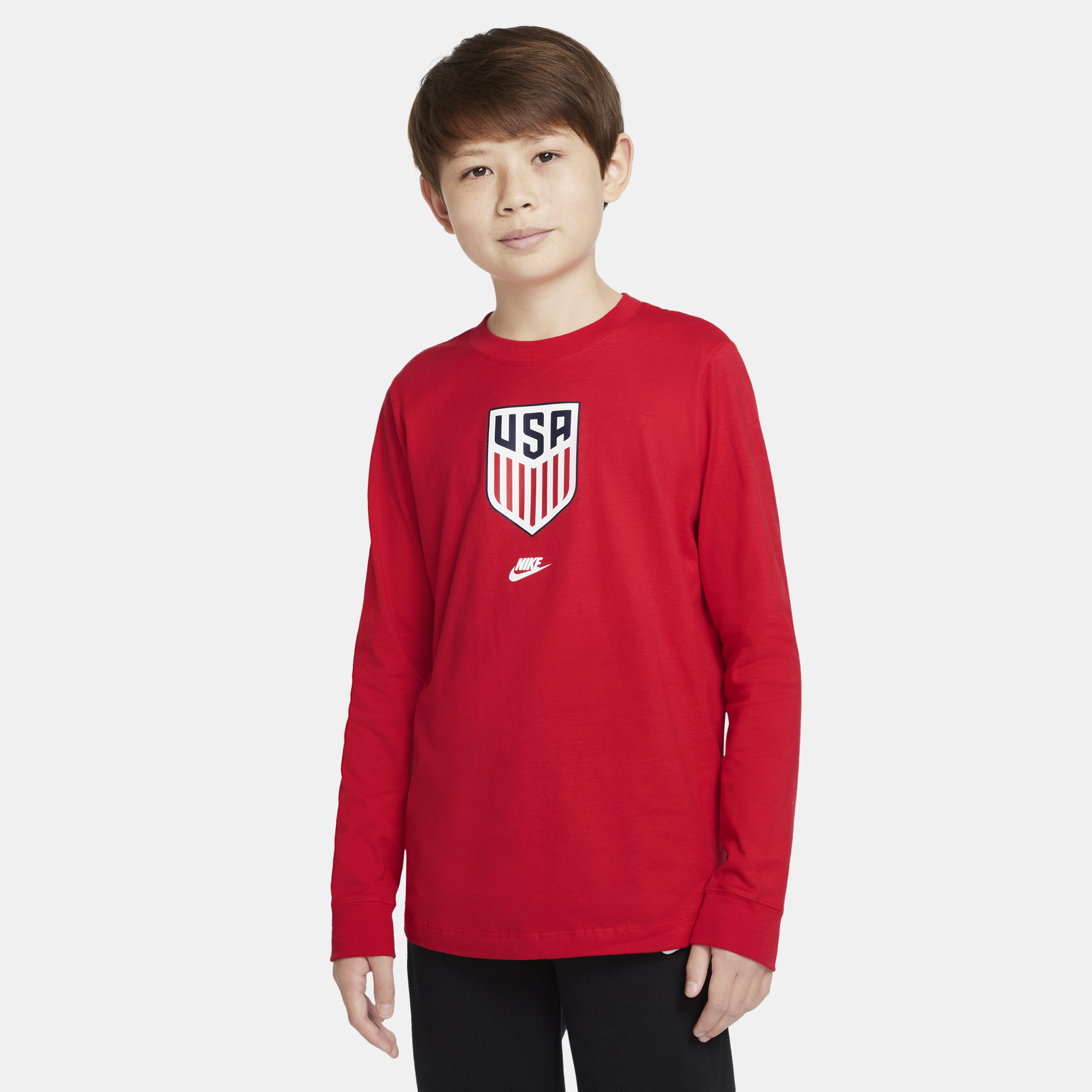 Youth Nike USMNT Crest LS Red Tee - Official U.S. Soccer Store