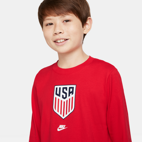 Youth Nike USMNT Crest Long Sleeve Red Tee - Official U.S. Soccer Store