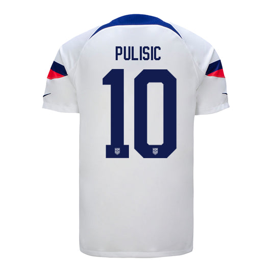 Men's Nike USMNT Pulisic 10 Home Jersey in White - Back View