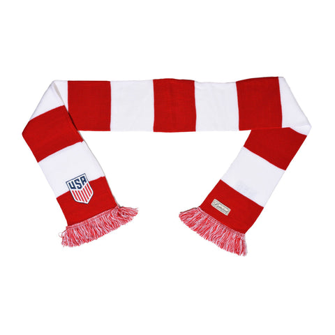 Ruffneck U.S. Soccer Commemorative Limited Edition Premium Knit Scarf in Red and White - Front View, Folded