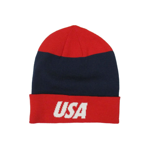Nike USA Red/Navy Cuff Knit Beanie - Front View