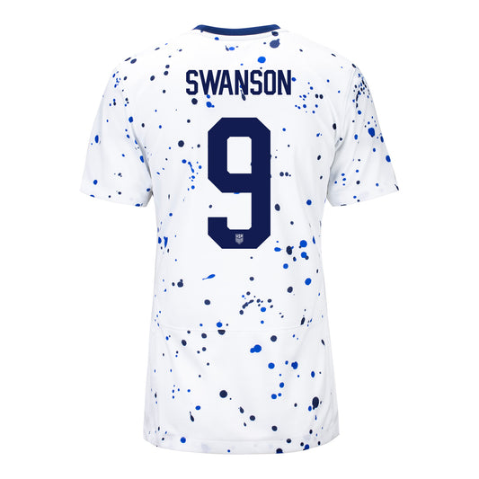 Swanson 9 Women's Nike USWNT Home Stadium Jersey in White - Back View