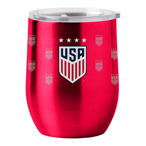 Logo USWNT 16 oz. Curved Satin Etch Red Tumbler - Front View