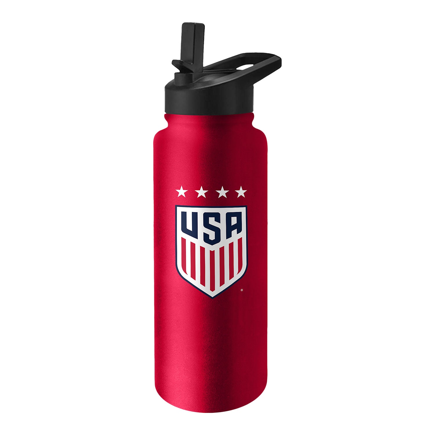 Logo USWNT 34 oz. Stainless Red Quencher Bottle - Front View