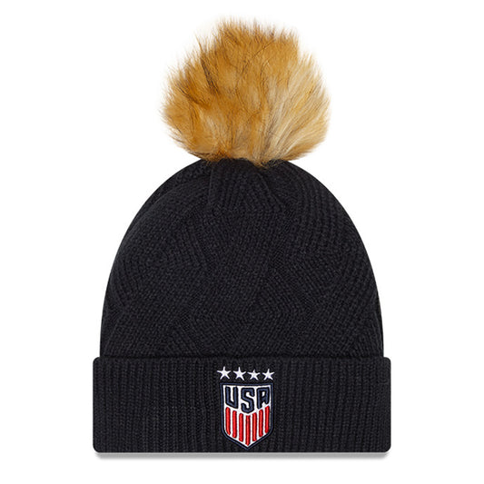Women's New Era USWNT Snowy Knit in Navy - Front View