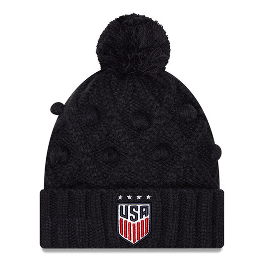 Women's New Era USWNT Toasty Cable Knit in Navy - Front View