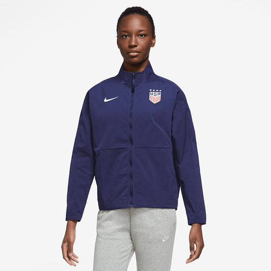 Women's Nike USA Dri-Fit Woven Jacket in Blue - Front View