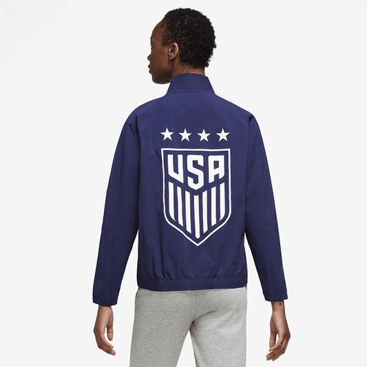 Women's Nike USA Dri-Fit Woven Jacket in Blue - Back View