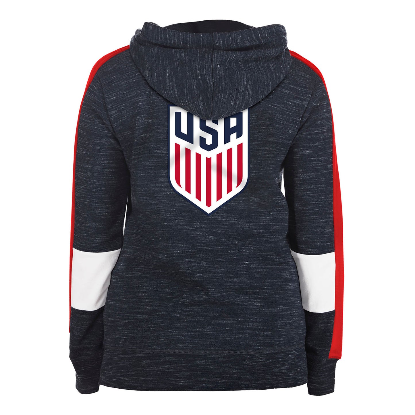 Women's New Era USWNT Space Dye Hooded Jacket in Navy - Back View