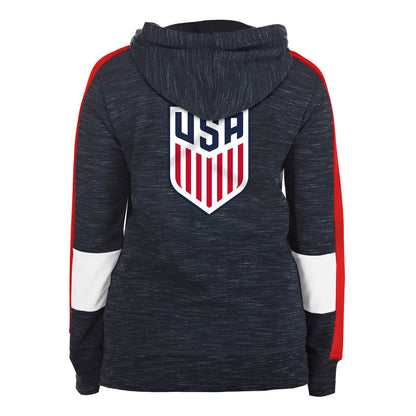 Women's New Era USWNT Space Dye Hooded Jacket in Navy - Back View