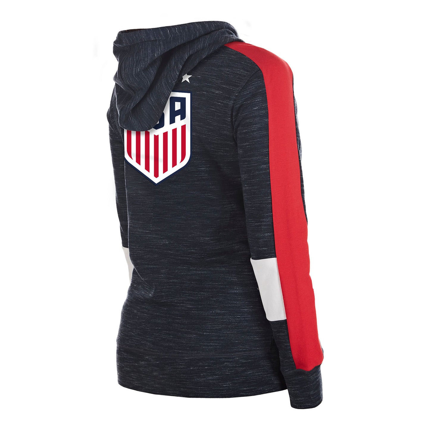 Women's New Era USWNT Space Dye Hooded Jacket in Navy - Back/Side View