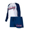 Women's Concepts Sports USWNT Long Sleeve Top and Short Set in White and Blue - Front View