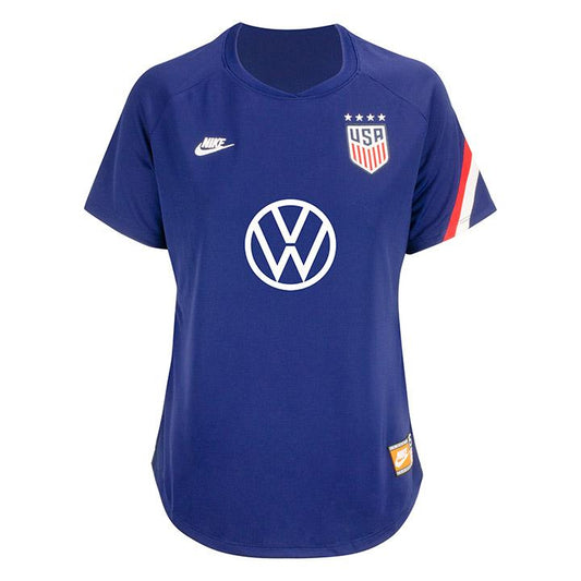 Women's Nike USWNT Pre Match Top in Blue - Front View