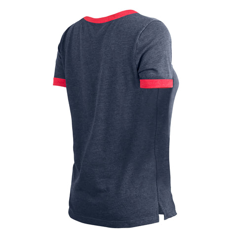 Women's New Era USWNT Bi-Blend Ringer Blue Tee - Back Side View