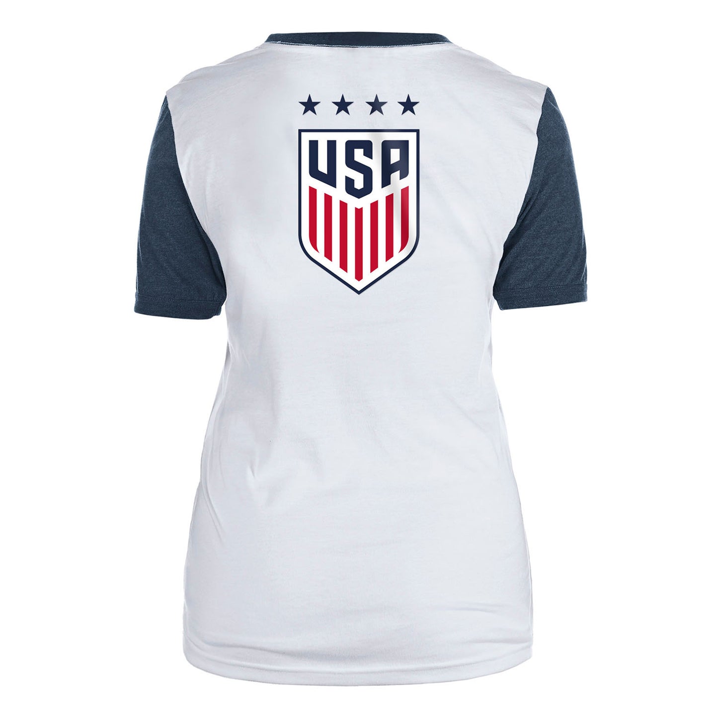 Women's New Era USWNT Script Scoop Neck White Tee - Back View