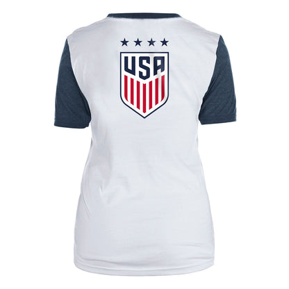 Women's New Era USWNT Script Scoop Neck White Tee - Back View