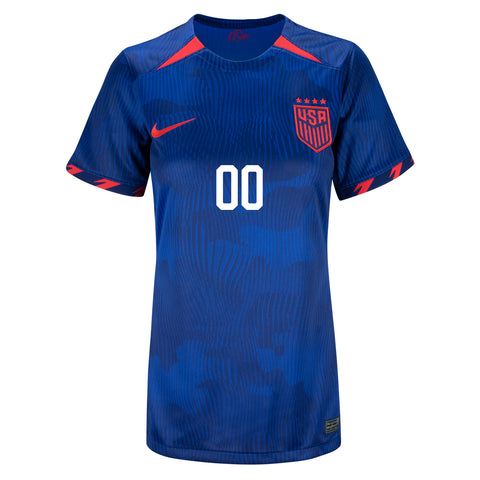 Women's Personalized Nike USWNT Away Stadium Jersey in Blue - Front View