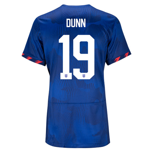 Dunn 19 Women's Nike USWNT Away Stadium Jersey in Blue - Back View