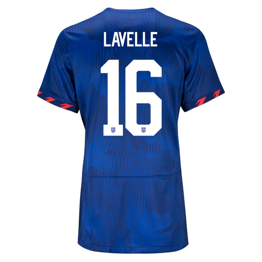 Lavelle 16 Women's Nike USWNT Away Stadium Jersey in Blue - Back View