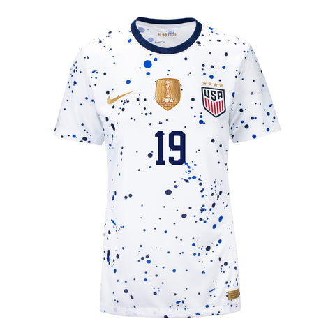 Dunn 19 Women's Nike USWNT Home Stadium Jersey in White - Front View