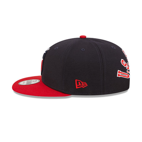 Men's New Era USWNT 9Fifty Flawless Snap Back in Navy and Red - Side View