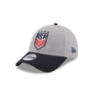 Men's New Era USWNT 9Forty League Grey/Navy Hat - Front/Side View