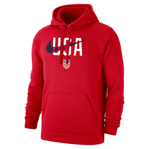 Men's Nike USWNT USA Swoosh Red Hoodie - Front View