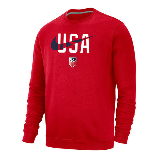 Men's Nike USWNT USA Swoosh Red Crew - Front View