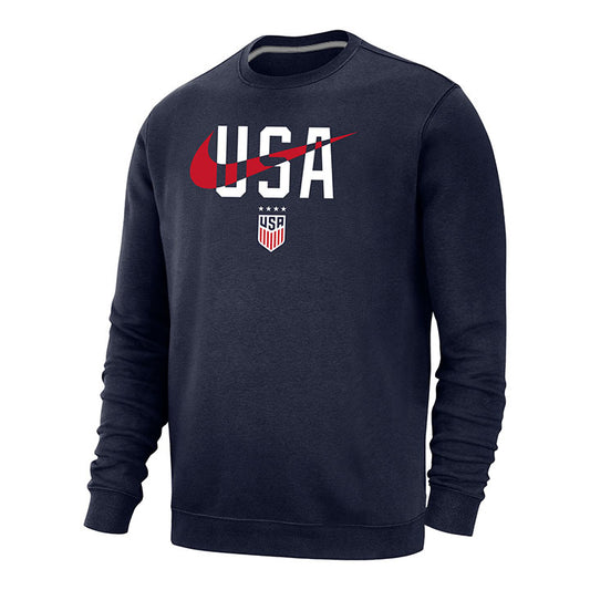 Men's Nike USWNT USA Swoosh Navy Crew - Front View