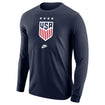 Men's Nike USWNT Core Cotton L/S Navy Tee - Front View